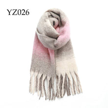 Load image into Gallery viewer, Adorro - Chunky Oblong Plaid Fleece Scarf- Pink and Grey