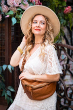 Load image into Gallery viewer, Bolsa Nova Handbags - Bella Large Leather Sling Bag: Cognac