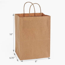 Load image into Gallery viewer, Nashville Wraps - Brown Kraft Paper Retail Shopping Bags: 250 Pack / Cub 8x4.75x10"