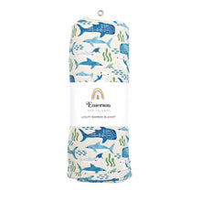 Load image into Gallery viewer, Emerson and Friends - Shark Friends Ocean Animals Bamboo Baby Swaddle Blanket: Blue/Multi / Small