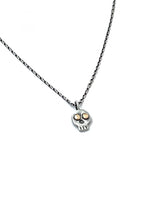 Load image into Gallery viewer, CLP Jewelry - Silver Skull with 14k Gold Eyes Necklace