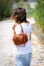 Load image into Gallery viewer, Bolsa Nova Handbags - Small Leather Pocket Satchel w/removeable strap: Cognac