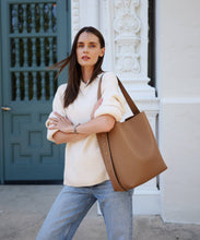 Load image into Gallery viewer, AALLYN - Jolina Bucket Tote - Leather: Wood Berry/Silver