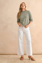 Load image into Gallery viewer, MIOU MUSE - T3675 SHORT SLEEVE SWEATER TOP: SAGE BUTTER / M