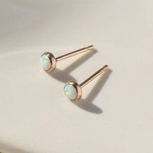 Load image into Gallery viewer, Token Jewelry - Petite Opal Studs | 3mm Gemstone Earrings: 14k Gold Fill