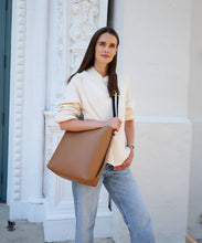 Load image into Gallery viewer, AALLYN - Jolina Bucket Tote - Leather: Wood Berry/Silver