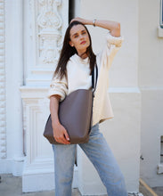 Load image into Gallery viewer, AALLYN - Jolina Bucket Tote - Leather: Wood Berry/Silver
