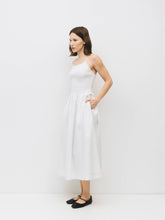 Load image into Gallery viewer, All Row - The Jenni Dress | Smocked Midi Dress with Side Ties: WHITE