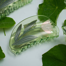 Load image into Gallery viewer, WINONA IRENE - Lotus Flower Hair Claw in Clear Green Acetate