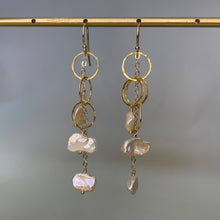 Load image into Gallery viewer, Elysium Jewelry - Triple Circle Stone Earrings: Gold Filled / Pearl