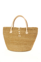Load image into Gallery viewer, Classic Khaki Sisal Handbag with Leather Handles