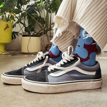 Load image into Gallery viewer, Jenny Pennywood - Crew Socks - Dottie in Blue Maroon