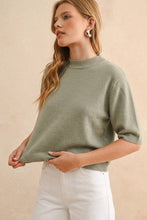 Load image into Gallery viewer, MIOU MUSE - T3675 SHORT SLEEVE SWEATER TOP: SAGE BUTTER / M