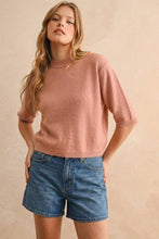 Load image into Gallery viewer, MIOU MUSE - T3675 SHORT SLEEVE SWEATER TOP: SAGE BUTTER / M