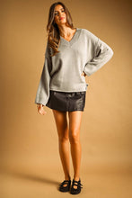 Load image into Gallery viewer, MIOU MUSE - V-NECK OVERSIZED LONG SLEEVE SWEATER TOP