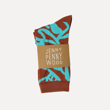 Load image into Gallery viewer, Jenny Pennywood - Crew Socks - River - Aquamarine & Carmel