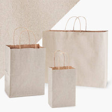Load image into Gallery viewer, Nashville Wraps - Recycled Shadow Stripe Kraft Paper Retail Shopping Bags: Picket Fence / 25 Pack / Cub 8x4.75x10.5"