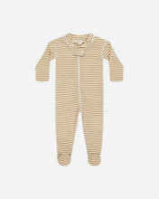 Load image into Gallery viewer, Quincy Mae - Zip Longsleeve Sleeper Footie - Honey Stripe