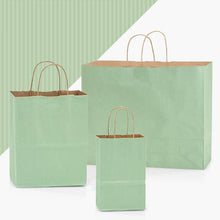 Load image into Gallery viewer, Nashville Wraps - Recycled Shadow Stripe Kraft Paper Retail Shopping Bags: Picket Fence / 25 Pack / Cub 8x4.75x10.5"