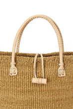 Load image into Gallery viewer, Classic Khaki Sisal Handbag with Leather Handles