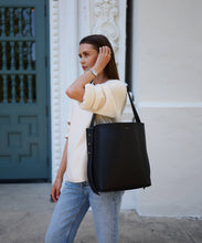Load image into Gallery viewer, AALLYN - Jolina Bucket Tote - Leather: Wood Berry/Silver