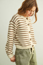 Load image into Gallery viewer, MIOU MUSE - BROWN STRIPED BUTTON FRONT CARDIGAN