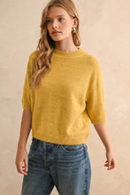 Load image into Gallery viewer, MIOU MUSE - T3675 SHORT SLEEVE SWEATER TOP: SAGE BUTTER / M