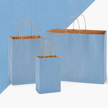 Load image into Gallery viewer, Nashville Wraps - Recycled Shadow Stripe Kraft Paper Retail Shopping Bags: Picket Fence / 25 Pack / Cub 8x4.75x10.5"