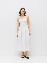 Load image into Gallery viewer, All Row - The Jenni Dress | Smocked Midi Dress with Side Ties: WHITE