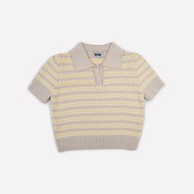 Load image into Gallery viewer, GiGi Knitwear - Stripe Polo Top In Natural Beige