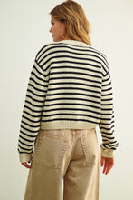 Load image into Gallery viewer, MIOU MUSE - BROWN STRIPED BUTTON FRONT CARDIGAN