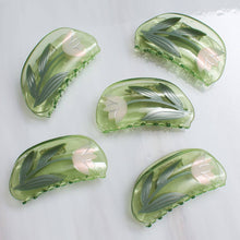 Load image into Gallery viewer, WINONA IRENE - Lotus Flower Hair Claw in Clear Green Acetate