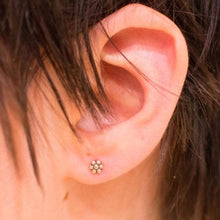 Load image into Gallery viewer, Jane Diaz NY - Tiny Granulated Flower Stud Earrings: Sterling Silver
