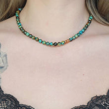 Load image into Gallery viewer, Round Turquoise Necklace with Sunstone Offset