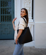 Load image into Gallery viewer, AALLYN - Jolina Bucket Tote - Leather: Wood Berry/Silver