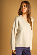 Load image into Gallery viewer, MIOU MUSE - V-NECK OVERSIZED LONG SLEEVE SWEATER TOP