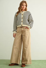 Load image into Gallery viewer, MIOU MUSE - BROWN STRIPED BUTTON FRONT CARDIGAN