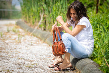 Load image into Gallery viewer, Bolsa Nova Handbags - Small Leather Pocket Satchel w/removeable strap: Cognac
