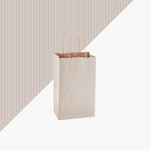 Load image into Gallery viewer, Nashville Wraps - Recycled Shadow Stripe Kraft Paper Retail Shopping Bags: Picket Fence / 25 Pack / Cub 8x4.75x10.5"