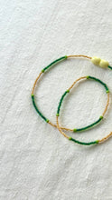 Load image into Gallery viewer, recycled lovers - 006 - Beaded Necklace Green/Gold: Length - 15"