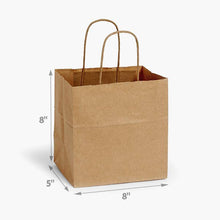 Load image into Gallery viewer, Nashville Wraps - Brown Kraft Paper Retail Shopping Bags: 250 Pack / Cub 8x4.75x10"