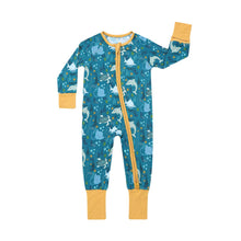 Load image into Gallery viewer, Emerson and Friends - Ocean Friends Bamboo Pajama Convertible Footie Romper: Blue / 6-12M