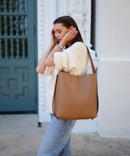 Load image into Gallery viewer, AALLYN - Jolina Bucket Tote - Leather: Wood Berry/Silver