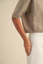 Load image into Gallery viewer, MIOU MUSE -SHORT SLEEVE SWEATER TOP: MOCHA