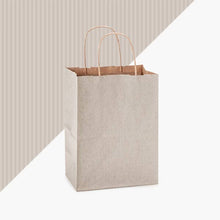 Load image into Gallery viewer, Nashville Wraps - Recycled Shadow Stripe Kraft Paper Retail Shopping Bags: Picket Fence / 25 Pack / Cub 8x4.75x10.5"
