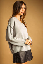 Load image into Gallery viewer, MIOU MUSE - V-NECK OVERSIZED LONG SLEEVE SWEATER TOP