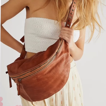 Load image into Gallery viewer, Bolsa Nova Handbags - Bella Large Leather Sling Bag: Mushroom