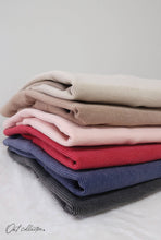 Load image into Gallery viewer, OAT COLLECTIVE - PREMIUM BASIC Cropped Thermal Vintage Pullover: WASHED CRANBERRY / XL