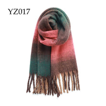 Load image into Gallery viewer, Adorro - Chunky Oblong Plaid Fleece Scarf- Pink and Grey