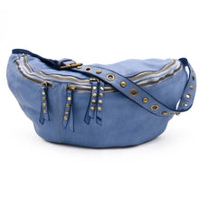 Load image into Gallery viewer, Bolsa Nova Handbags - Bella Large Leather Sling Bag: Denim Blue
